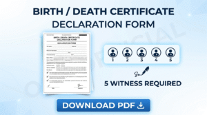 Declaration Form for Birth / Death Certificate (5 Witness) | Download PDF
