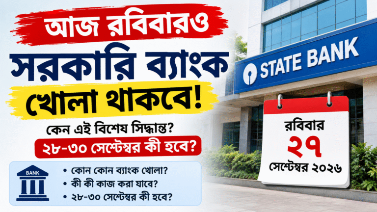 আজ রবিবারও খুলছে সরকারি ব্যাংক! কেন এই বিশেষ সিদ্ধান্ত? ২৮–৩০ সেপ্টেম্বর কী হবে?