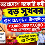 উত্তরপ্রদেশে সরকারি কর্মীদের জন্য বড় খবর! ৩% DA বৃদ্ধি ও ₹৭,০০০ পর্যন্ত দীপাবলি বোনাসের প্রস্তুতি