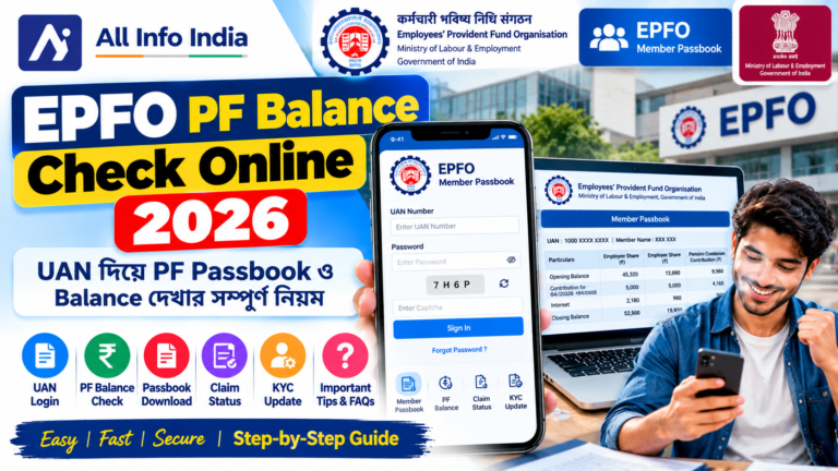 EPFO PF Balance Check 2026: UAN দিয়ে PF Passbook দেখার নিয়ম