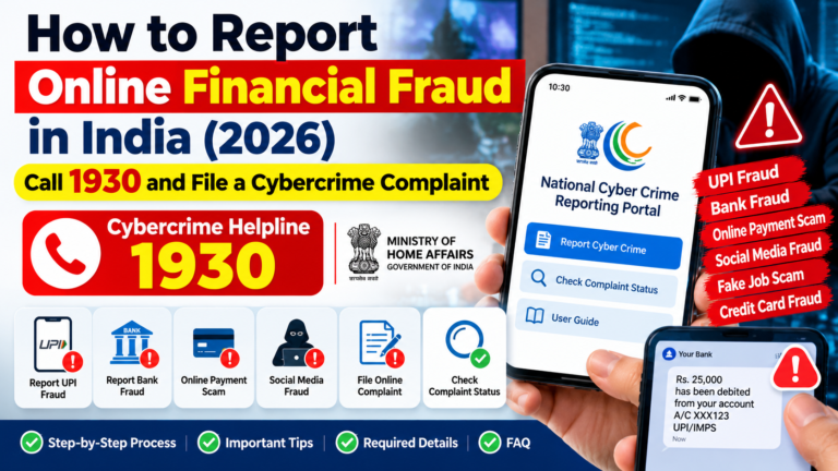 How to Report Online Financial Fraud in India (2026): Call 1930 and File a Cybercrime Complaint