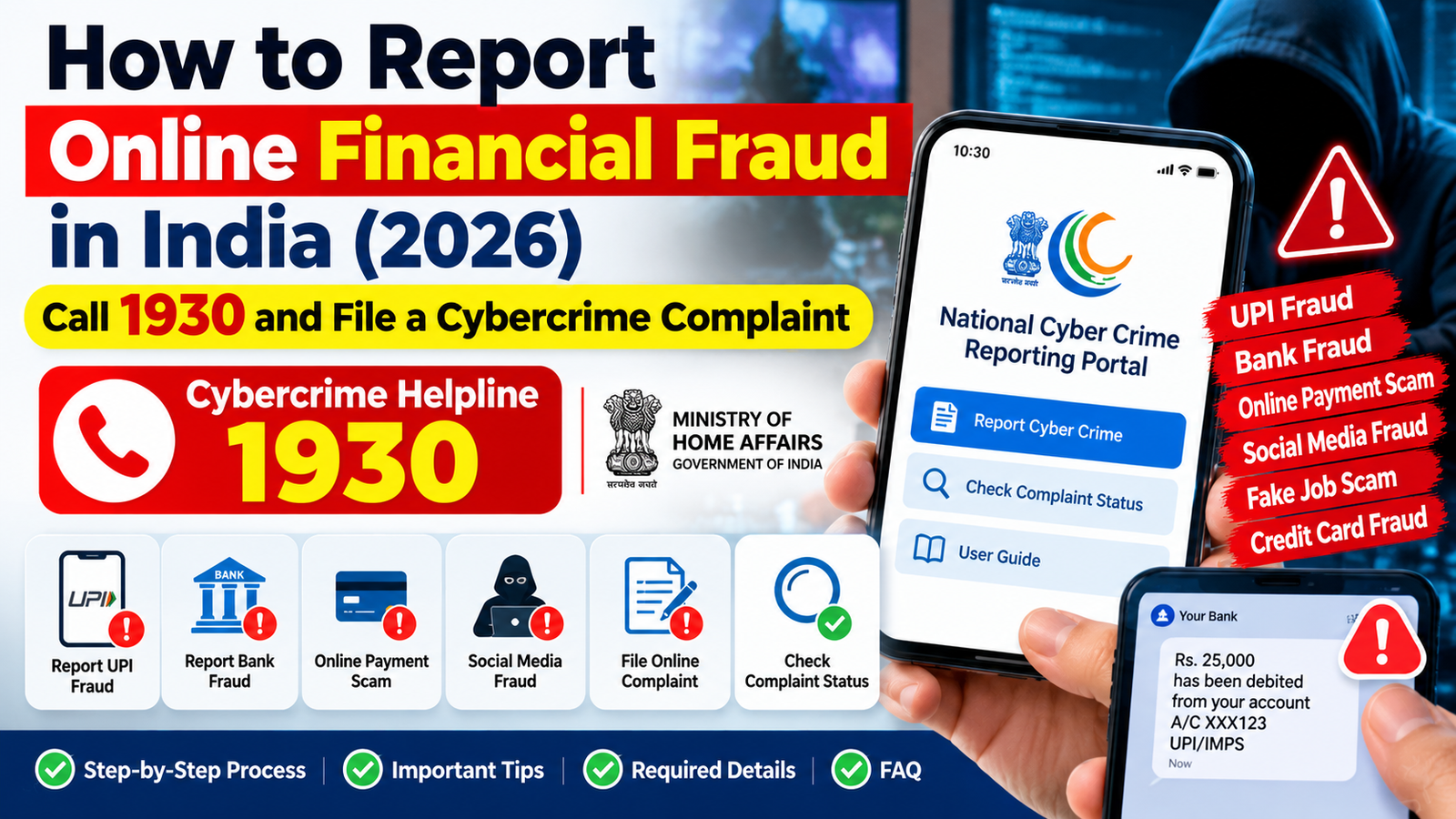 How to Report Online Financial Fraud in India (2026): Call 1930 and File a Cybercrime Complaint