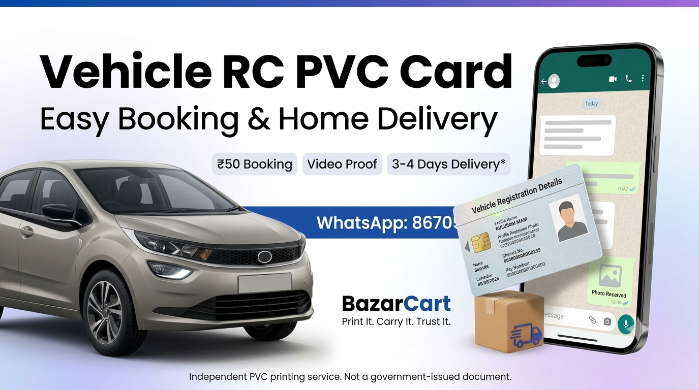 Vehicle RC PVC Card Order Online 2026: Price, Booking, Video Proof & Home Delivery Process