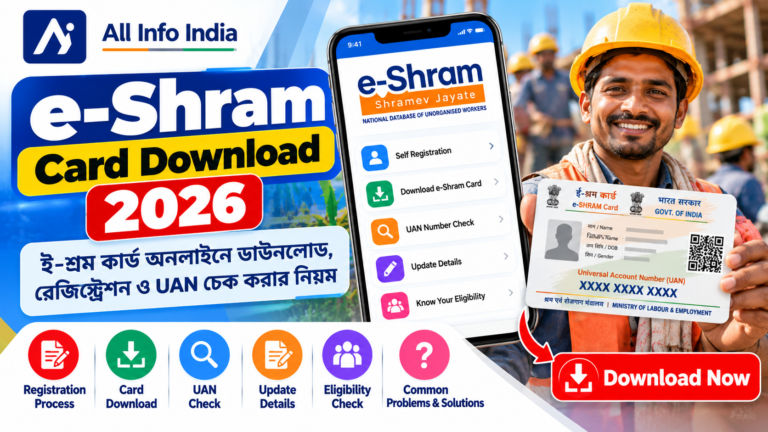 e-Shram Card Download 2026: রেজিস্ট্রেশন ও UAN কার্ড ডাউনলোড