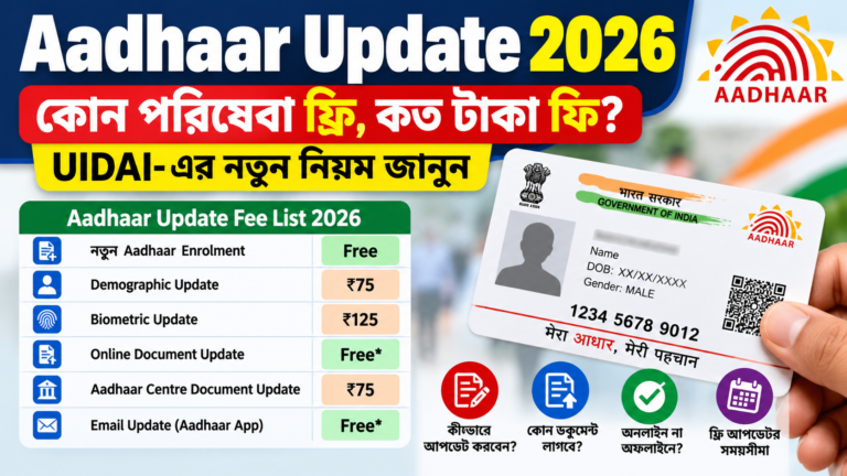 Aadhaar Update 2026: কোন পরিষেবা ফ্রি, কত টাকা ফি? UIDAI-এর নতুন নিয়ম জানুন